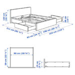 Malm High bed frame/4 storage boxes